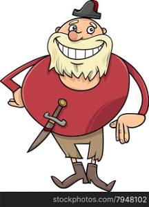 Cartoon Illustration of Funny Pirate Character with Knife