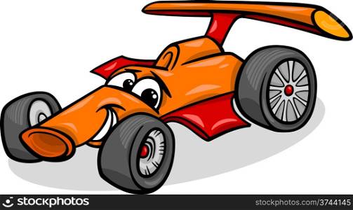 Cartoon Illustration of Funny Racing Car Vehicle or Bolide Comic Mascot Character