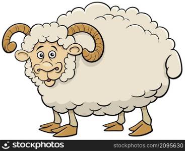 Cartoon illustration of funny ram farm animal character