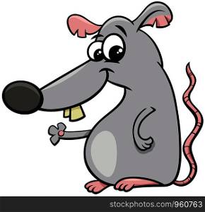 Cartoon Illustration of Funny Rat or Mouse Comic Animal Character