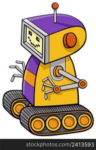 Cartoon illustration of funny robot or droid fantasy character