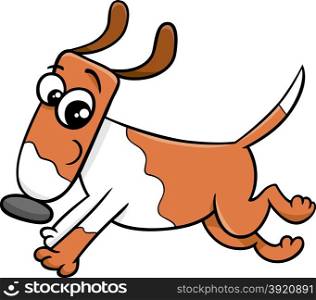 Cartoon Illustration of Funny Running Dog or Puppy Animal Character