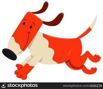 Cartoon Illustration of Funny Running Spotted Dog Animal Character