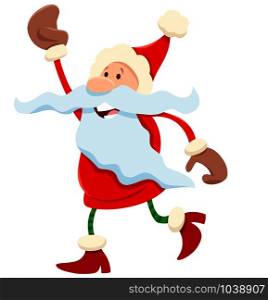 Cartoon Illustration of Funny Santa Claus Character on Christmas Holiday Time