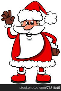 Cartoon Illustration of Funny Santa Claus Character on Christmas Time