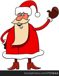 Cartoon Illustration of Funny Santa Claus Christmas Character