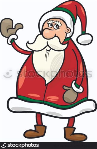 Cartoon Illustration of Funny Santa Claus or Papa Noel or Father Christmas