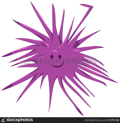 Cartoon Illustration of Funny Sea Urchin Animal Character