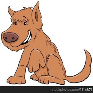 Cartoon Illustration of Funny Shaggy Dog or Puppy Animal Character