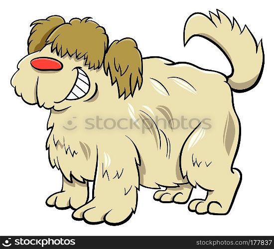 Cartoon Illustration of Funny Shaggy Sheep Dog Animal Character