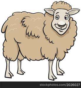 Cartoon illustration of funny sheep farm animal comic character