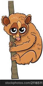 Cartoon illustration of funny slow loris animal character