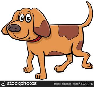 Cartoon illustration of funny spotted dog comic animal character on the walk