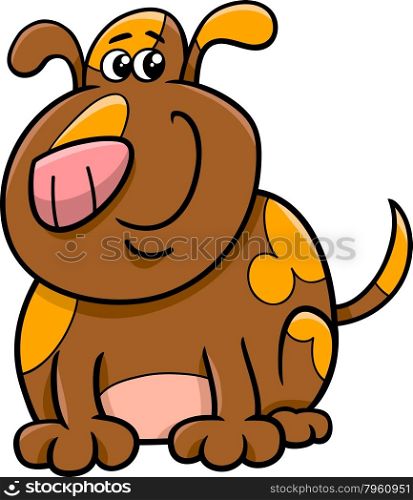Cartoon Illustration of Funny Spotted Dog or Puppy