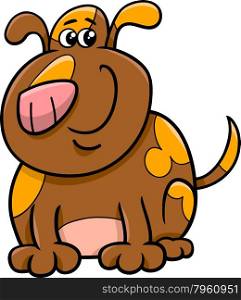 Cartoon Illustration of Funny Spotted Dog or Puppy