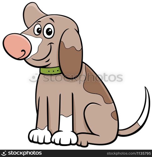 Cartoon Illustration of Funny Spotted Puppy Comic Animal Character
