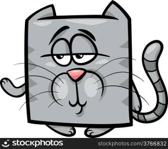 Cartoon Illustration of Funny Square Cat Character