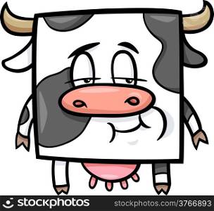 Cartoon Illustration of Funny Square Cow Character