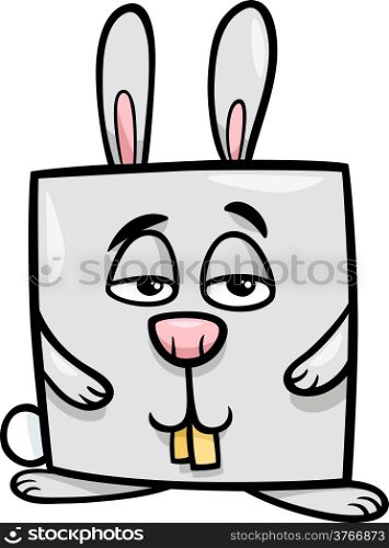 Cartoon Illustration of Funny Square Rabbit Character