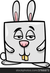 Cartoon Illustration of Funny Square Rabbit Character