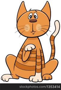 Cartoon Illustration of Funny Surprised Cat or Kitten Comic Animal Character