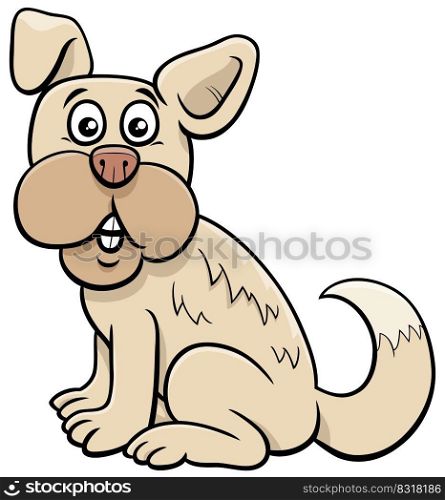 Cartoon illustration of funny surprised dog comic animal character