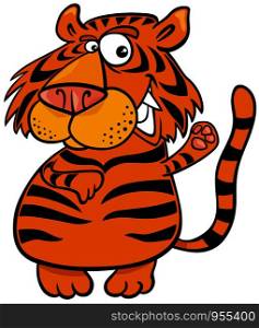 Cartoon Illustration of Funny Tiger Wild Cat Animal Character