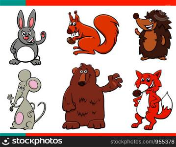 Cartoon Illustration of Funny Wild Animals Comic Characters Collection