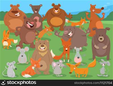 Cartoon Illustration of Funny Wild Animals Comic Characters Group