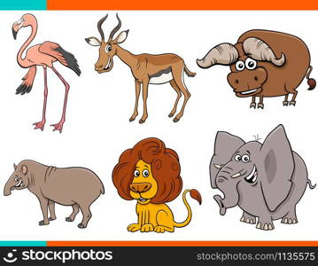 Cartoon Illustration of Funny Wild Animals Comic Characters Set