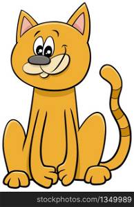 Cartoon Illustration of Funny Yellow Cat or Kitten Comic Animal Character