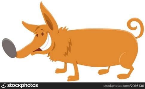 Cartoon illustration of funny yellow dog animal character