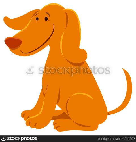 Cartoon Illustration of Funny Yellow Dog Domestic Animal Character