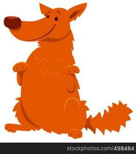 Cartoon Illustration of Funny Yellow Shaggy Dog Animal Character