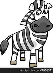 Cartoon Illustration of Funny Zebra African Animal