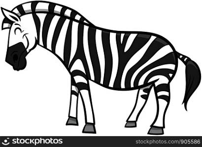 Cartoon Illustration of Funny Zebra Wild Animal Character