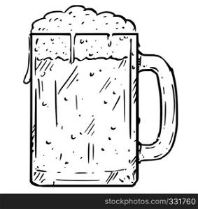Cartoon Illustration of glass beer mug, pint half-litre or half of liter.. Cartoon Drawing of Glass Beer Mug or Pint