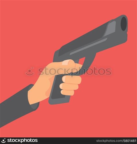 Cartoon illustration of hand holding a gun about to shoot