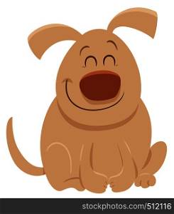 Cartoon Illustration of Happy Beige Dog or Puppy Animal Character