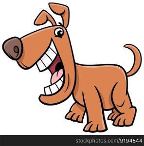 Cartoon illustration of happy brown dog comic animal character