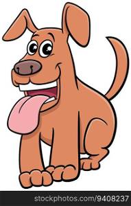 Cartoon illustration of happy brown dog comic animal character