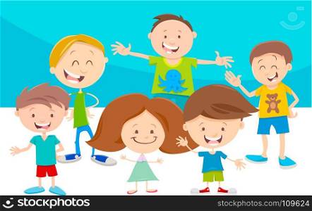 Cartoon Illustration of Happy Children Characters Set