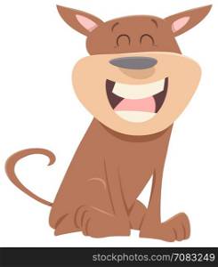 Cartoon Illustration of Happy Dog or Puppy Animal Character