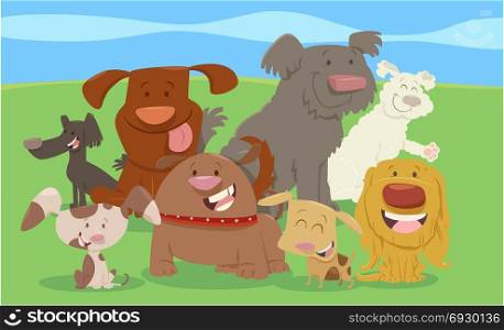 Cartoon Illustration of Happy Dogs Animal Characters Group