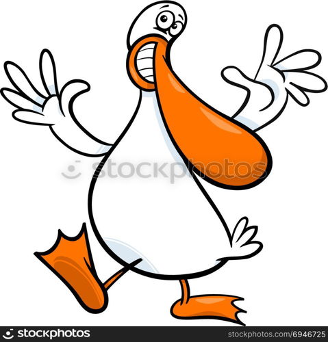 Cartoon Illustration of Happy Duck Farm Bird Animal Character