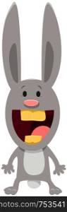 Cartoon Illustration of Happy Farm Rabbit or Bunny Animal Character
