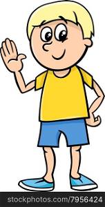 Cartoon Illustration of Happy Little Boy Character