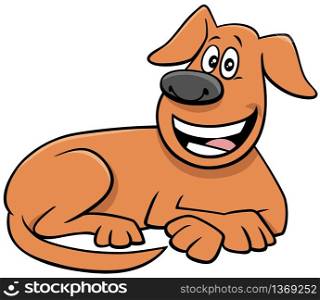Cartoon Illustration of Happy Lying Dog Comic Animal Character