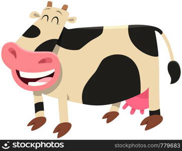 Cartoon Illustration of Happy Milk Cow Farm Animal Character