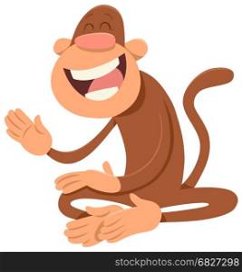 Cartoon Illustration of Happy Monkey Animal Character